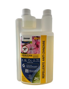 Repellente per zanzare Nebuzan Stocker con geraniolo di derivazione naturale per giardini, siepi e terrazzi . Bottiglia da 1 lt
