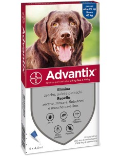 Fiale spot-on per cani a lunga durata contro pulci, zecche e zanzare Advantix Spot-on cani da 25 kg a 40 kg