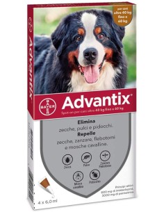 Fiale spot-on per cani contro pulci, zecche e zanzare Advantix Spot-on cani da 40 kg a 60 kg