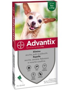 Fiale spot-on per cani contro pulci, zecche e zanzare Advantix Spot-on cani fino a 4 kg