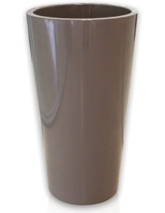 Vaso Tuit per interno/esterno grigio tortora laccato con contanier interno Euro3plast - Diam. 33 cm