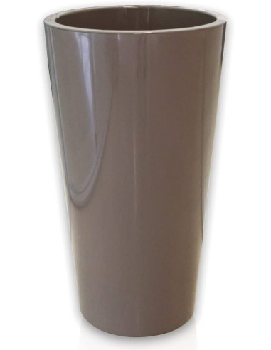 Vaso Tuit per interno/esterno grigio tortora laccato con contanier interno Euro3plast - Diam. 33 cm