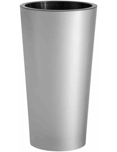 Vaso Tuit per interno/esterno color argento laccato opaco con contanier interno Euro3plast - Diam. 33 cm